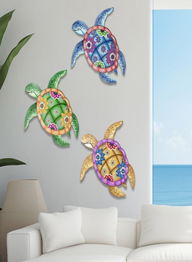 Bnesi 3 Pack Coastal Colorful Metal Wall Art Tropical Ocean Wall Art as Metal Outdoor Decoration for Patio Wall Decor Tropical Themed Home Decor for Indoor and Outdoor Use (Retro) - Image 2