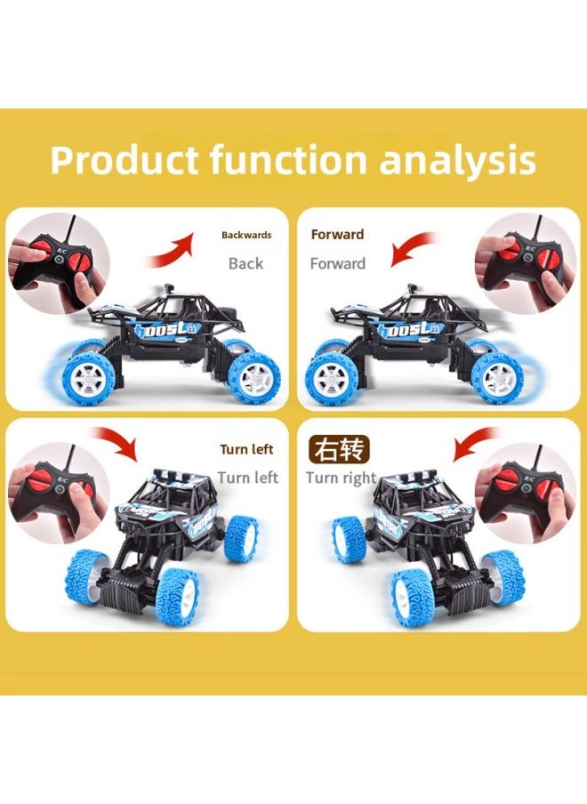 Generic Four-wheel Drive Off-road Climbing Remote Control Car Electric Toy Boy Stunt Car Electric Toy Car Remote Control Car Wholesale-Color:7709-Green-Proportion:English Version-upper Battery Type 7709  - Image 3