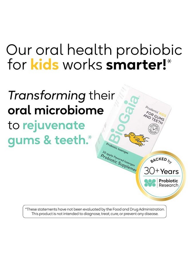 BioGaia Prodentis Kids | Dental Probiotics for Teeth and Gums | Promotes Good Oral Health & Gut Health Too | Oral Probiotics | 30 Apple-Flavored Lozenges | 1-Pack - Image 3