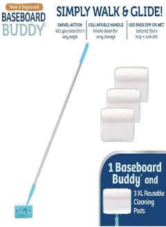 Baseboard Buddy Baseboard & Molding Cleaning Tool! Includes 1 Baseboard  Buddy and 3 Reusable Cleaning Pads, As Seen on TV