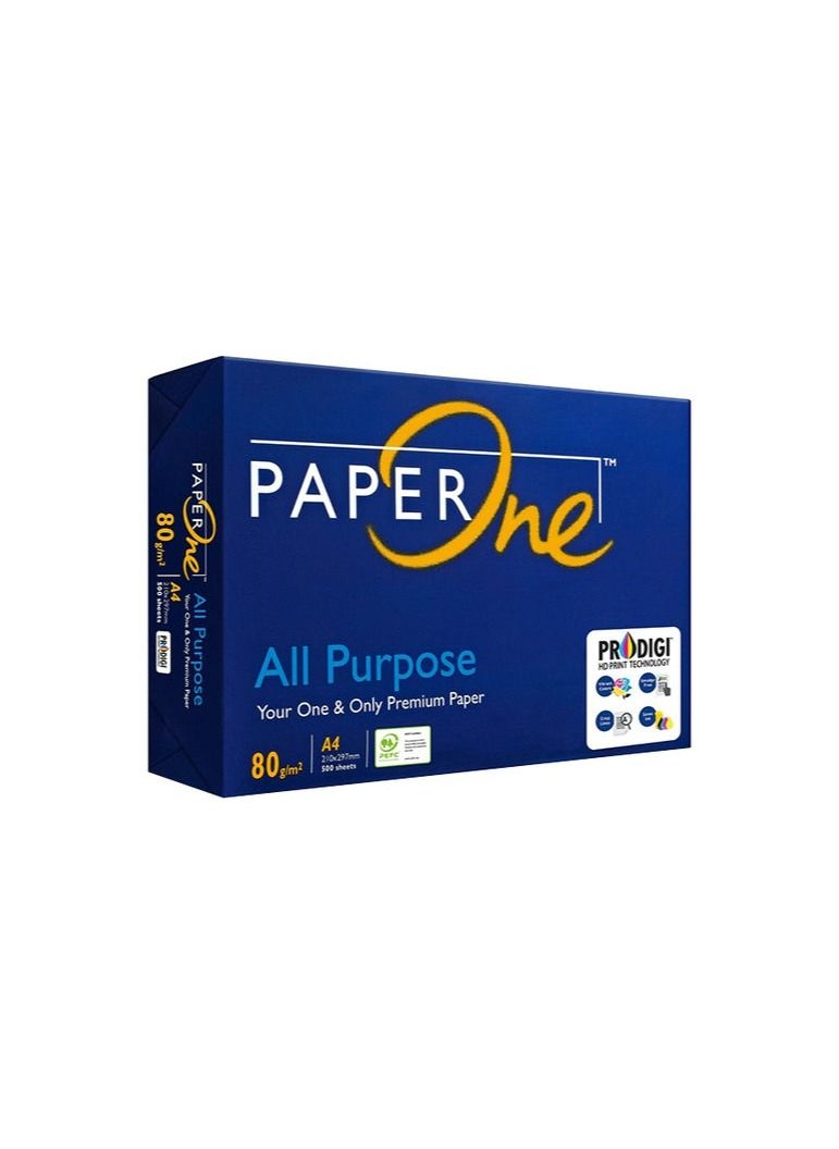 ورق نسخ ممتاز PaperOne™ لجميع الأغراض، 80 جرامًا لكل متر مربع، مقاس A4، رزمة 500 ورقة
