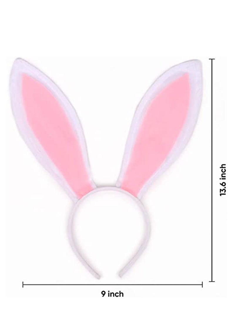 Bunny Ears Headband Plush Rabbit Ears Headwear- Bunny Girl  Bunny Ear Headband, for Cosplay Party Favor White and Pink Bunny Costume Accessories - Image 5
