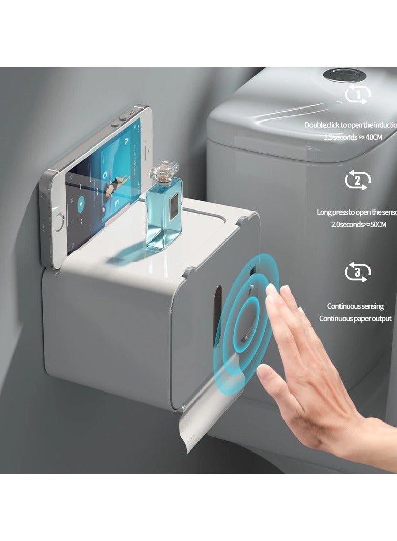Tissue Box Holder Touch-sensitive Paper Towel Output USB Charging No Punching Required Waterproof and Moisture-proof Tissue Cover Top Storage or Mobile Phone Holder - Image 1