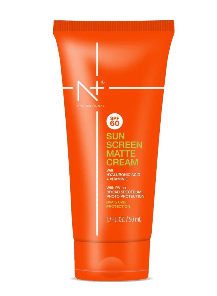 N Plus Professional Professional Matte Sunscreen Cream SPF 60 – Tinted, High Protection, Mattifying Sunblock for Oily Skin, UVA & UVB Defense, Instant Bright Glow - Image 2