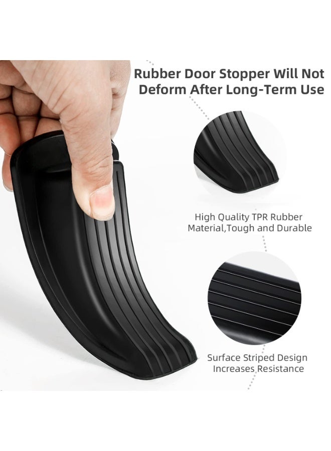 4 Pack Premium Rubber Wedge Door Stoppers, Heavy Duty, Black - Image 4