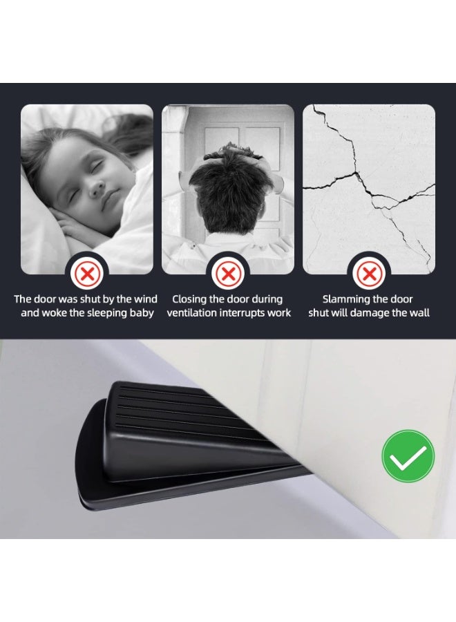 4 Pack Premium Rubber Wedge Door Stoppers, Heavy Duty, Black - Image 5