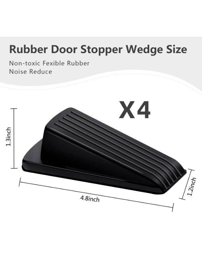4 Pack Premium Rubber Wedge Door Stoppers, Heavy Duty, Black - Image 3