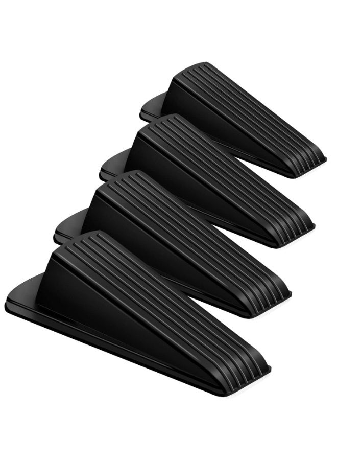 4 Pack Premium Rubber Wedge Door Stoppers, Heavy Duty, Black - Image 2