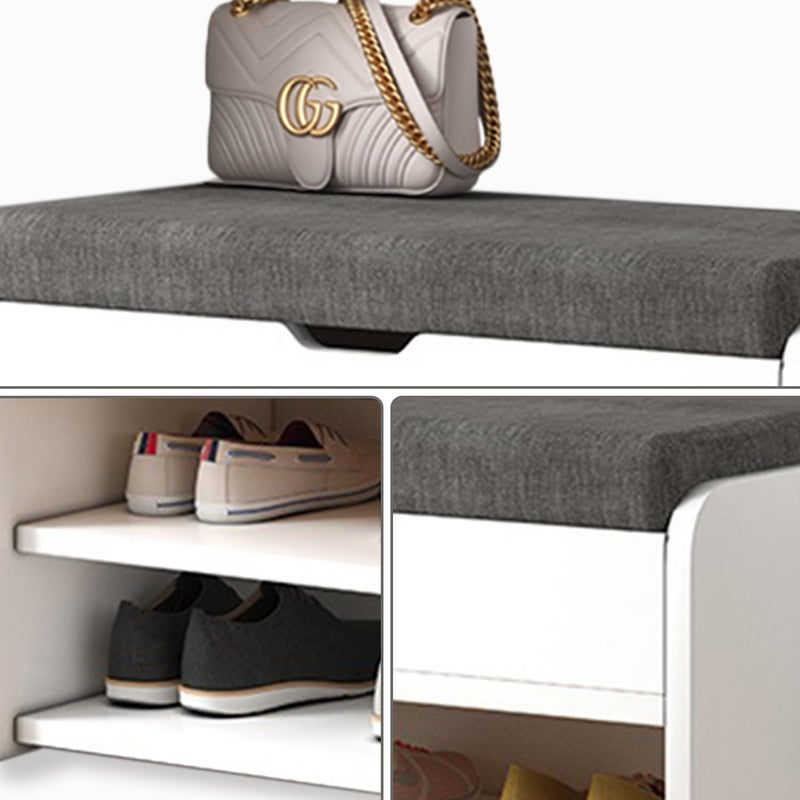 Fohome Shoe Cabinet,Shoe Bench with Cushion,Storage Bench with Padded Seat,Hallway Bench with 3 Compartments, 30 x 60 x 44 cm,Suitable for Bedroom,Living Room(Grey) - Image 5