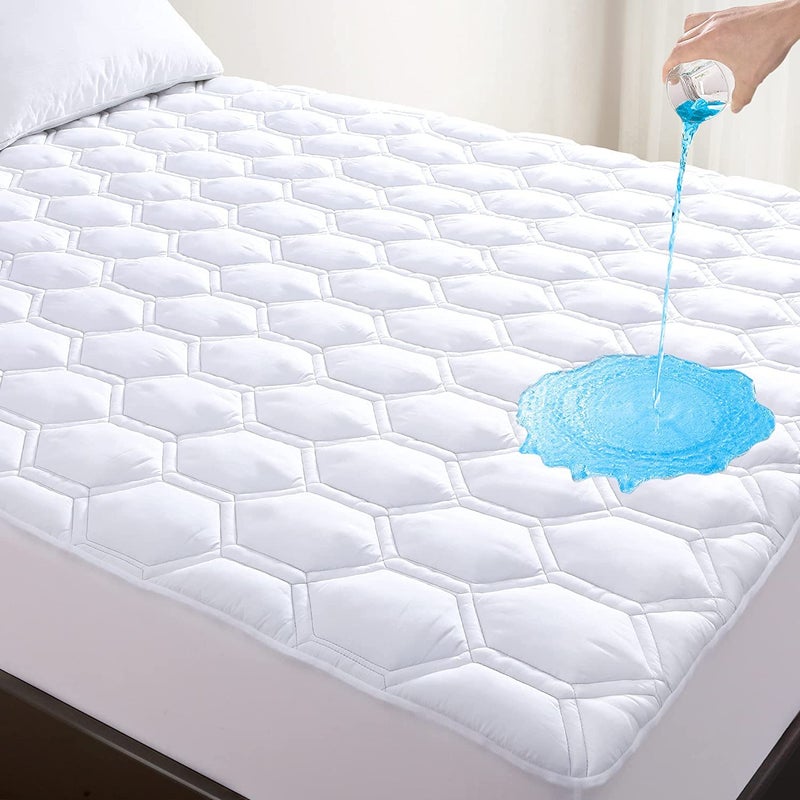Lunsing Lunsing Full Size Mattress Protector Waterproof Breathable Stain Resistant Machine Washable UltraSoft White 