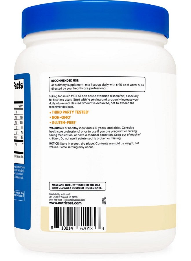 Nutricost C8 Mct Oil Powder 1Lb (16Oz) Vanilla Flavor 95% C8 Mct Oil Powder Best For Keto Diets Non Gmo Gluten Free  - Image 4