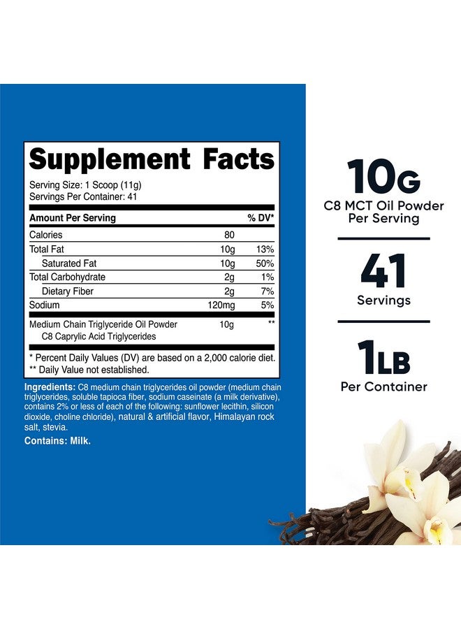 Nutricost C8 Mct Oil Powder 1Lb (16Oz) Vanilla Flavor 95% C8 Mct Oil Powder Best For Keto Diets Non Gmo Gluten Free  - Image 3