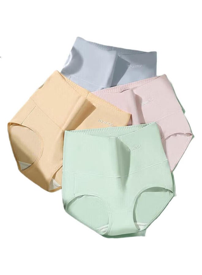 hongdou Women'S Underwear, Antibacterial, High-Waist, Tummy Control, Cotton, Breathable, Triangle Panties, 4-Pack, Zuoyi 170 - Image 2