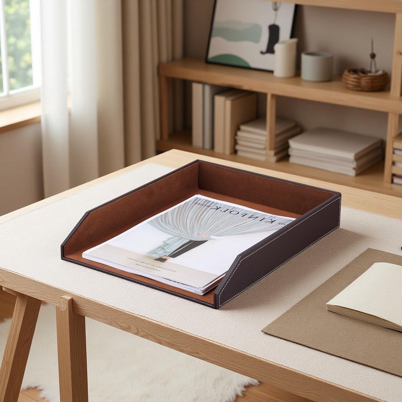 KINGFOM™ A4 Leather Letter Tray (Brown) - Image 3