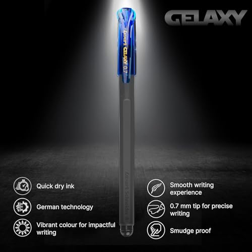 Luxor Schneider Gelaxy|Refillable Gel Pen|Pack of 12-Black|0.7mm Precise Writing|Quick Dry Ink | German Technology|Consistent Ink Flow|Smooth Writing Experience| Ideal for Students & Professionals - Image 2