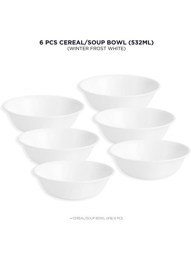 Corelle Vitrelle 6-Piece Soup/Cereal Bowl Set, Triple Layer Glass and Chip Resistant, 18-Oz Lightweight Round Bowls, Winter Frost White - Image 2
