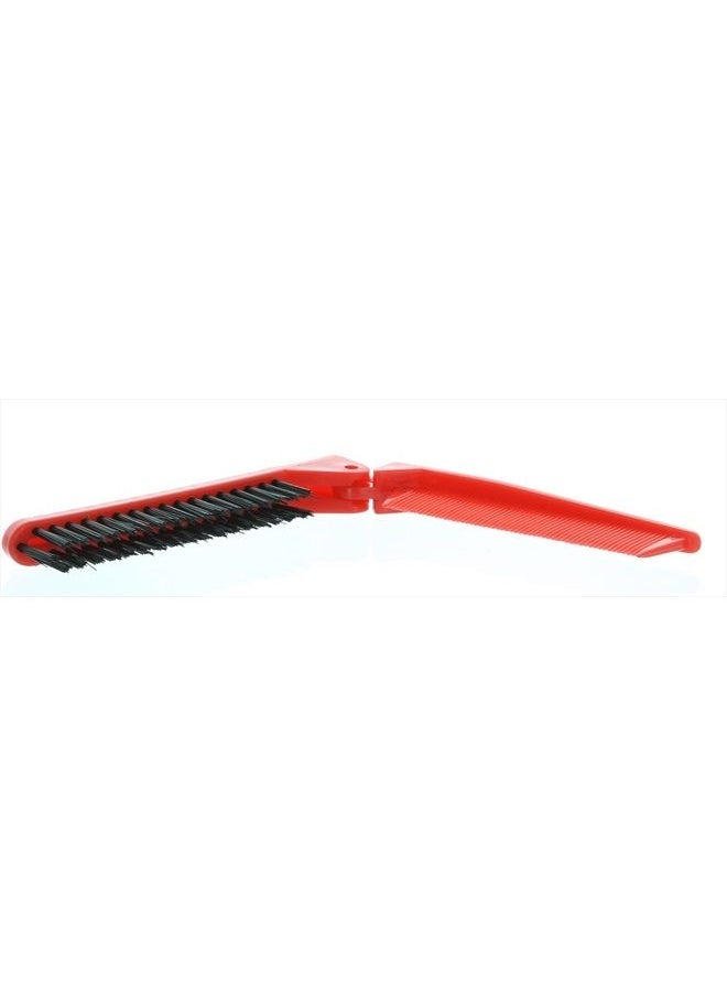 Le Salon - Folding Compact Travel Pocket HAIR BRUSH/COMB, 1 Red 1 White by Le Salon - Image 1