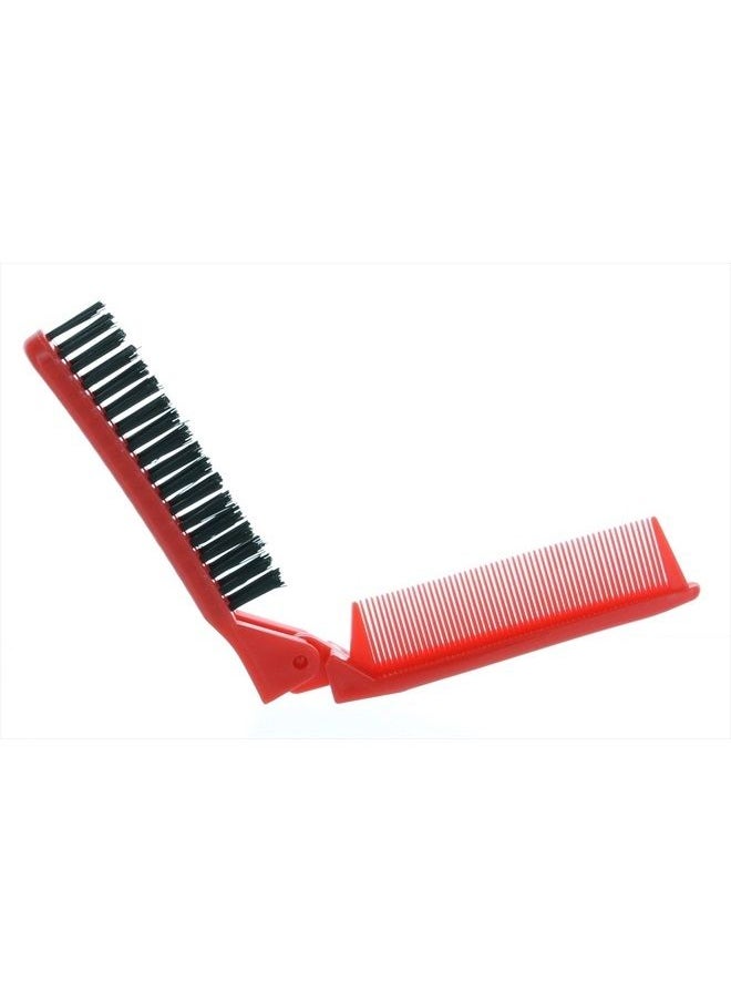Le Salon - Folding Compact Travel Pocket HAIR BRUSH/COMB, 1 Red 1 White by Le Salon - Image 1