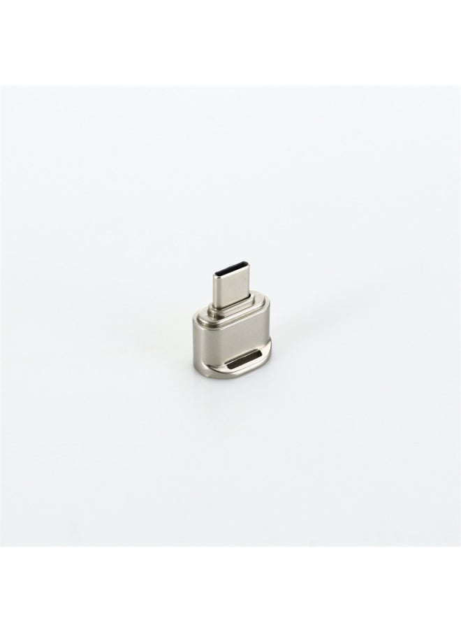 Applicable Private Mode Zinc Alloy Card Reader TF Card Reader Support Apple 15 Type-C Card Reader-Color:Silver (single Bag Packaging)