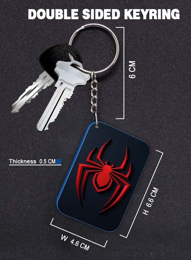 Service Zone Keychain Small Gift To Love One Rectangle Shape With Double Side Print Spider 