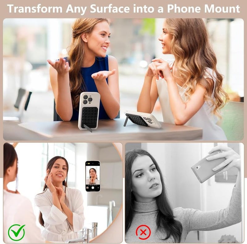 ClickCase 2 in 1 Sticky Phone Grip with Powerful Silicone Suction Cup & Kickstand Mount for Any Mobile Phone,Provides Multiple Mounting Options for Selfies,Reels & Video Recording (Grey) - Image 4