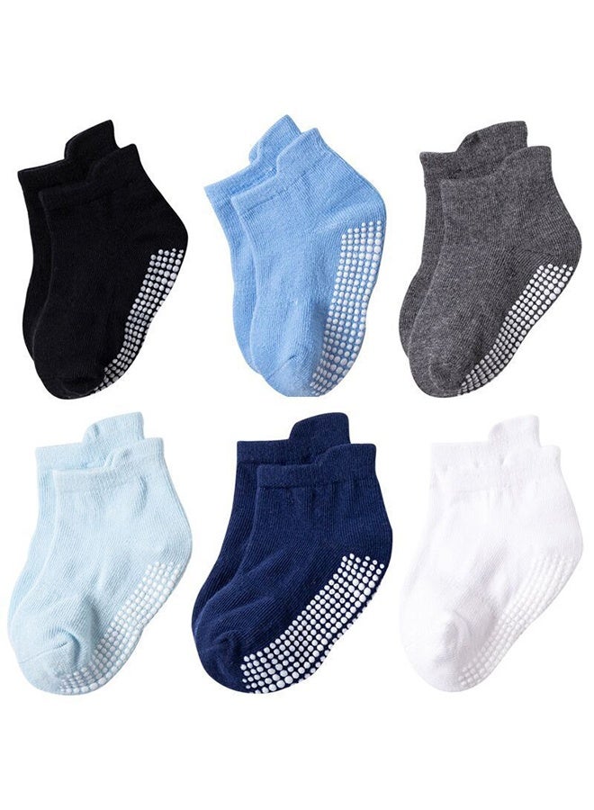 6 Pairs Of Cotton Non-Slip Striped Socks Multicolor - Image 1