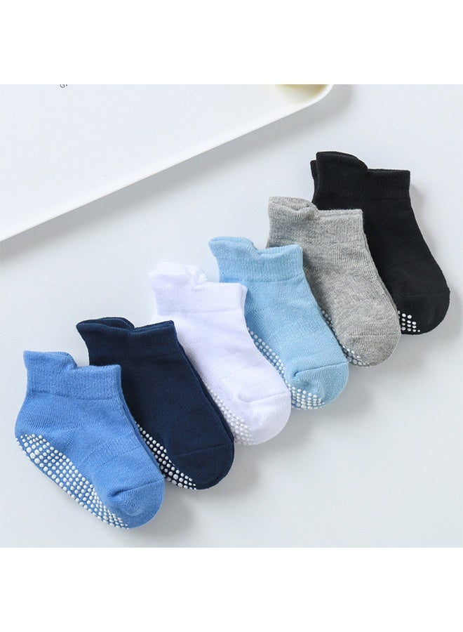 6 Pairs Of Cotton Non-Slip Striped Socks Multicolor - Image 3