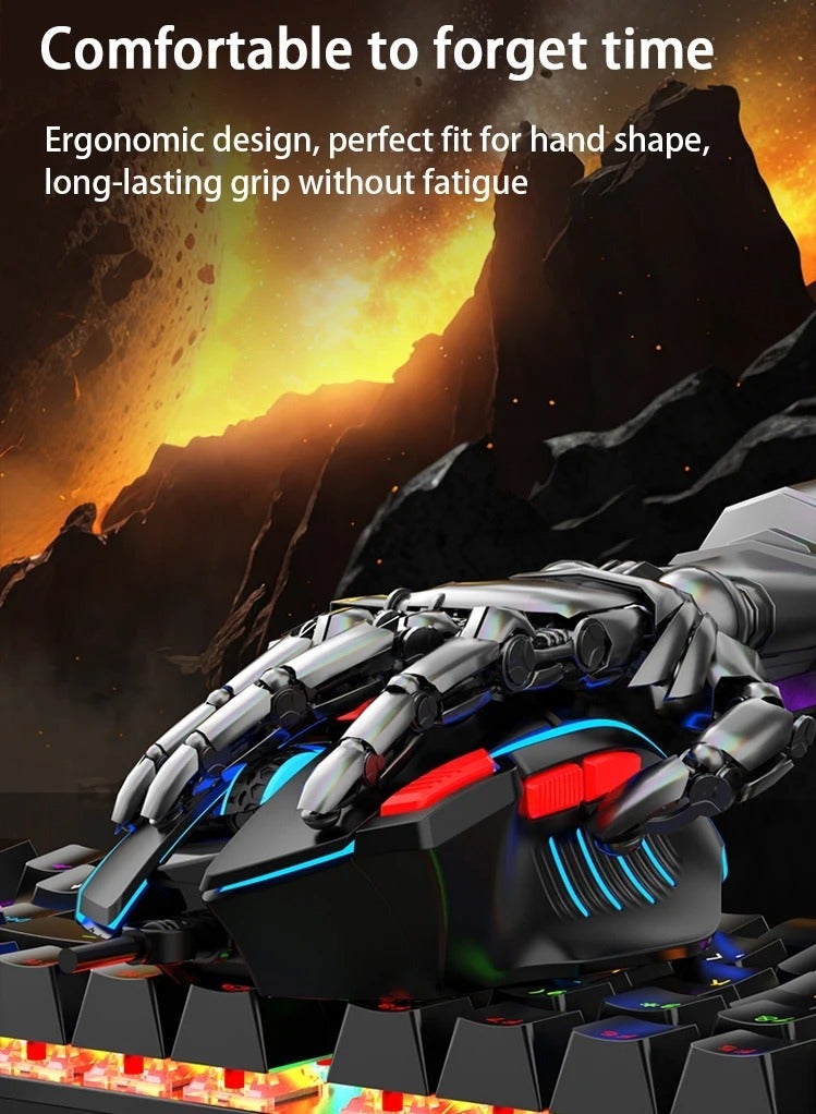 Q6 Wired USB Gaming Mouse, Adjustable High Precision Dpi Computer Mouse, Glowing Ergonomic Design Gaming Mice, Durable 8 on Stylish Mouse For Laptop PC Computer, (Grey) - Image 2