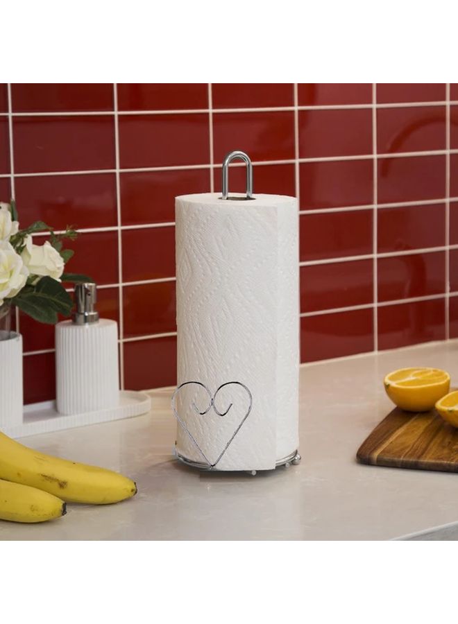 Freestanding Paper Towel Dispenser Stand With Shelf Silvery Heavy Duty Space Saver - Image 5