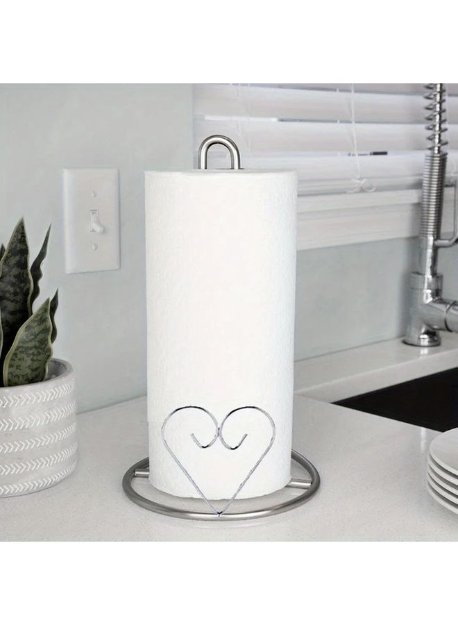 Freestanding Paper Towel Dispenser Stand With Shelf Silvery Heavy Duty Space Saver - Image 4