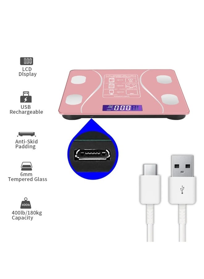 RION Smart Digital Body Fat Scale with Bluetooth, High-Accuracy Readings, BMI Calculator, iOS/Android App, Muscle Mass Monitor, Intelligent Sensors, Pink - Image 2
