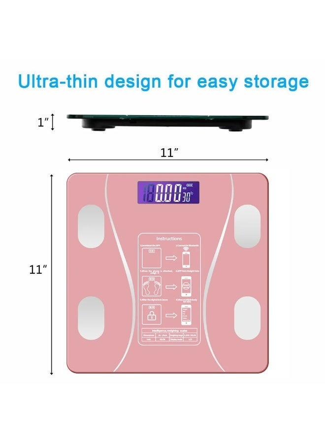 RION Smart Digital Body Fat Scale with Bluetooth, High-Accuracy Readings, BMI Calculator, iOS/Android App, Muscle Mass Monitor, Intelligent Sensors, Pink - Image 4