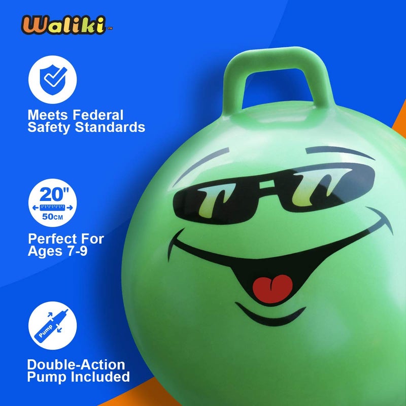 WALIKI Hopper Ball for Kids | Hippity Hop Ball | Jumping Hopping Ball | Therapy Ball | Green (Ages: 7-9 (20"/50CM)) - Image 3