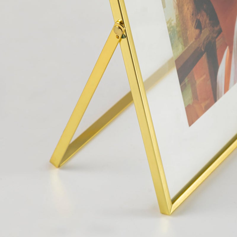 eletecpro 10x8 Metal Picture Frame with Real Glass Cover  Horizontal Tabletop Display Photo for Multiple Size up to 10x8  Floating Photo Frame for Wedding  Party  Home Decor  Gold - Image 4