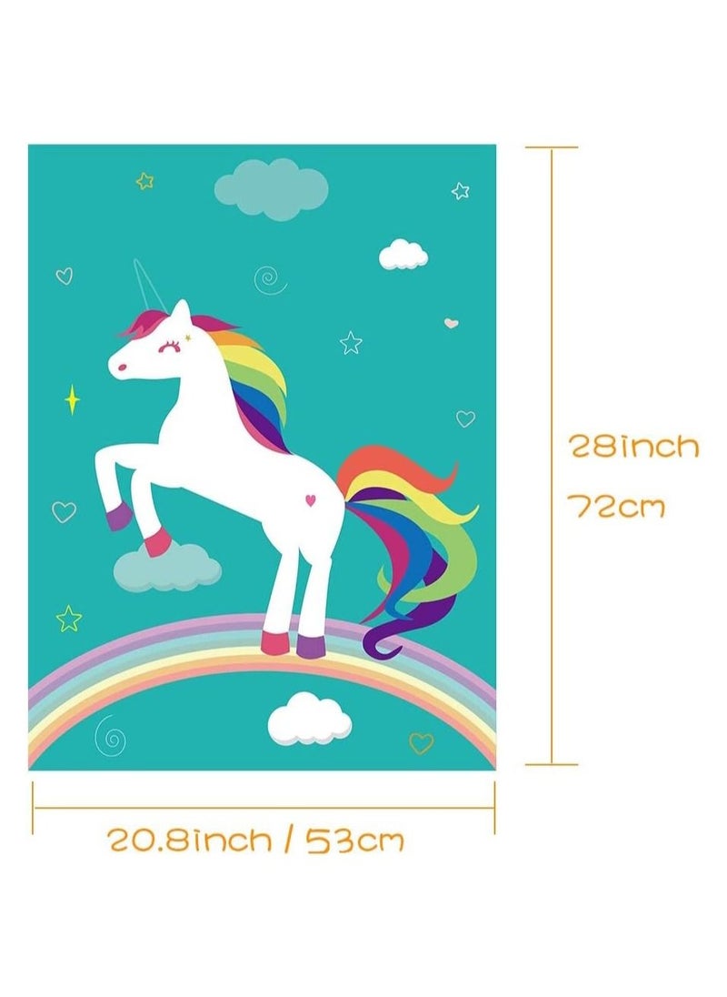 JOLLITY LLC - Pin The Horn on The Unicorn Birthday Party Game with 24 Horns for Unicorn Supplies Kids Decorations (Unicorn) - Image 1