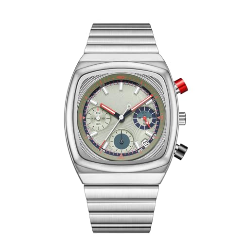 CILOA Mens Watches Chronograph Stainless Steel Waterproof Date Analog Business Fashion Wristwatch for Men（Green） - Image 1