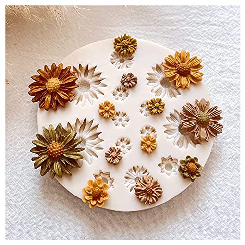 LIN KANG Daisy Small Flower Polymer Clay Molds - 13 Cavity Miniature Clay Molds for Jewelry Making, Cake Decoration & Earrings - Image 1