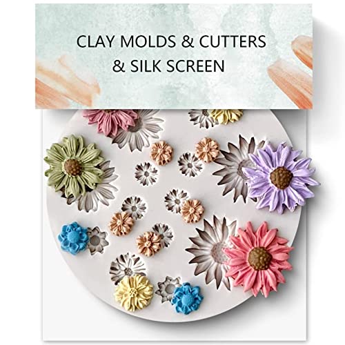 LIN KANG Daisy Small Flower Polymer Clay Molds - 13 Cavity Miniature Clay Molds for Jewelry Making, Cake Decoration & Earrings - Image 4