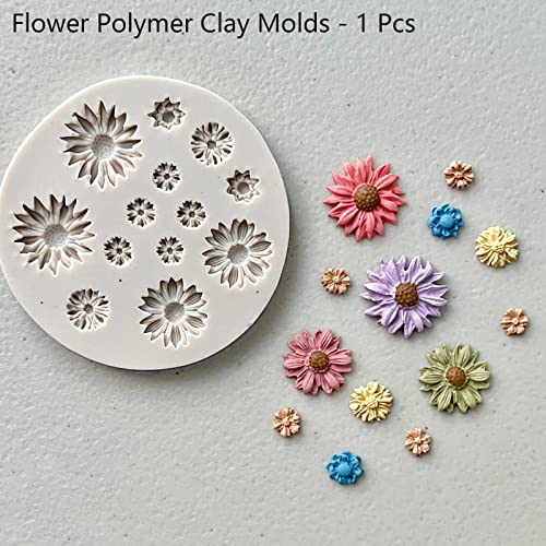 LIN KANG Daisy Small Flower Polymer Clay Molds - 13 Cavity Miniature Clay Molds for Jewelry Making, Cake Decoration & Earrings - Image 3