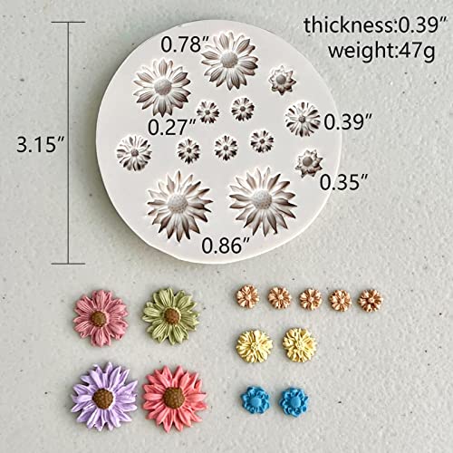 LIN KANG Daisy Small Flower Polymer Clay Molds - 13 Cavity Miniature Clay Molds for Jewelry Making, Cake Decoration & Earrings - Image 2