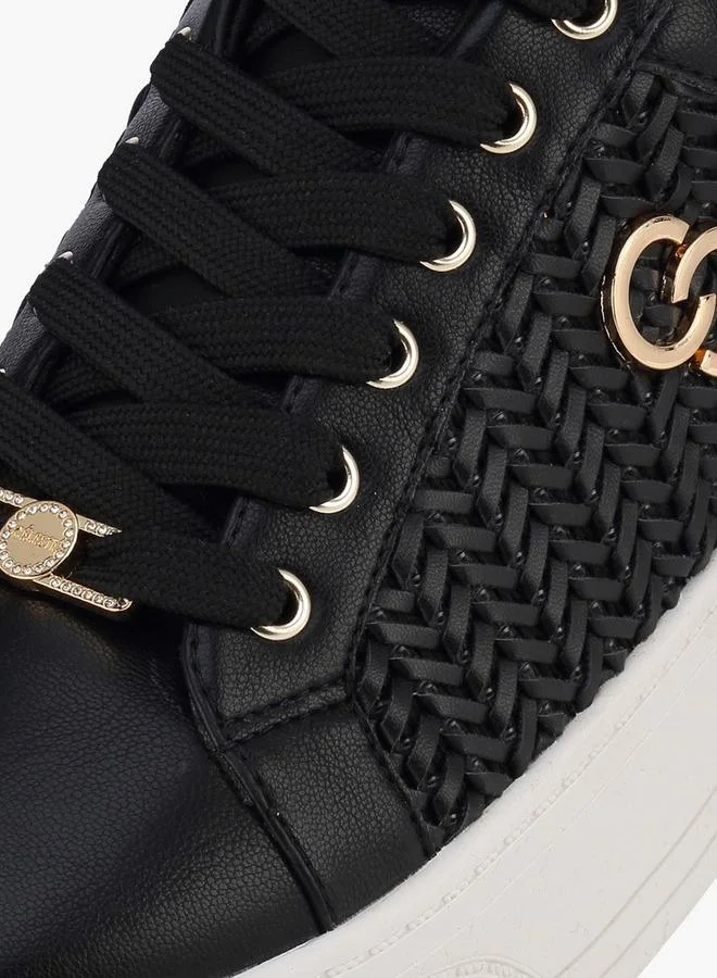 Celeste BLACK Women Weave Textured Lace-Up Sneakers for Women | Best Price UAE