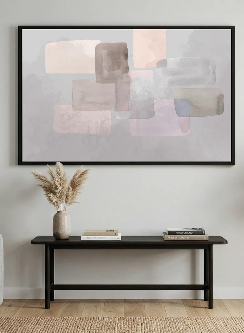 LOWHA Canvas Wall Art Stretched Over Wooden Frame with Black Floating Frame and Abstract Design