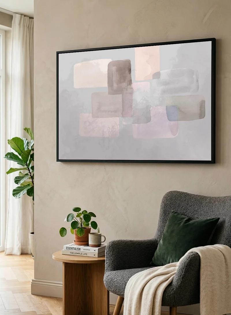 LOWHA Canvas Wall Art Stretched Over Wooden Frame with Black Floating Frame and Abstract Design