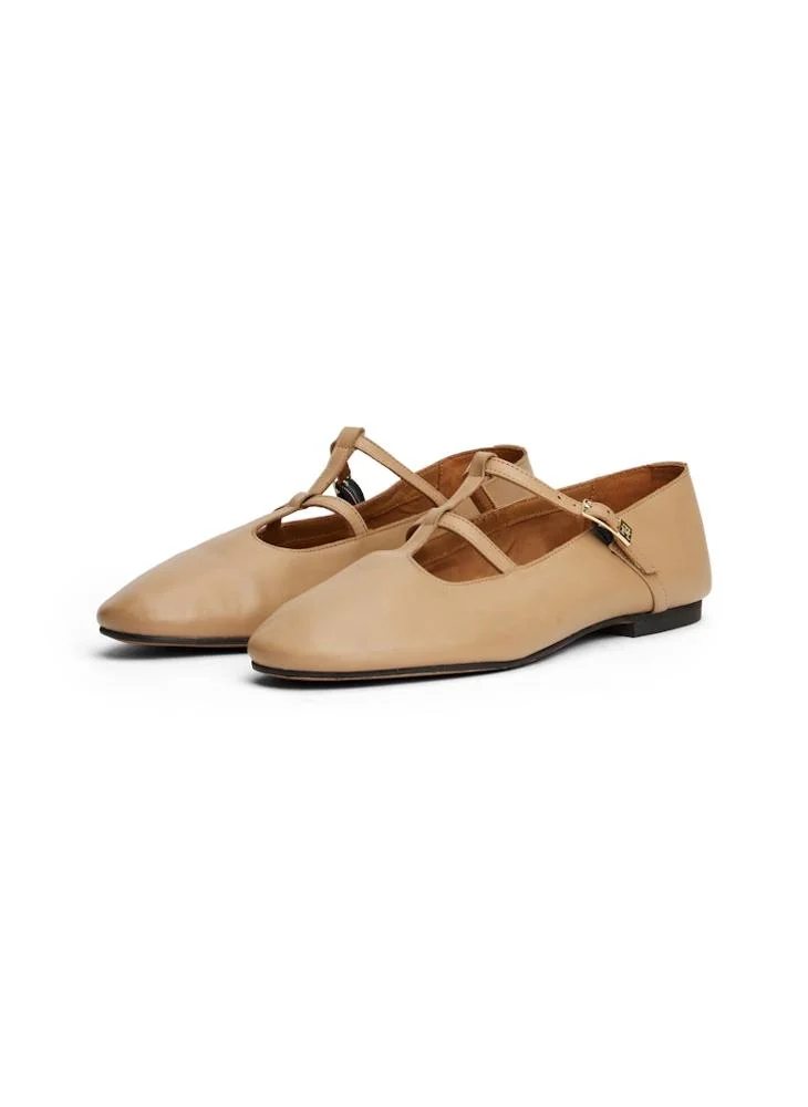 TOMMY HILFIGER Leather Double T-Bar Ballerinas