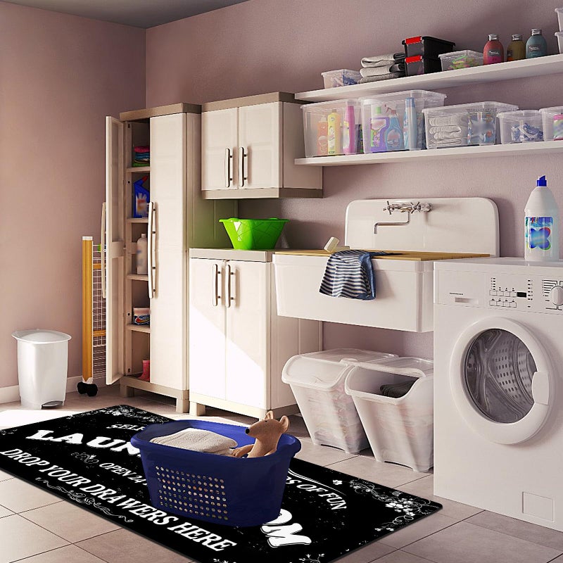 Zoke Laundry Room Rug Runner Stylish Non-Slip Laundry Room Mat 20"x47", Versatile, Waterproof Runner for Laundry, Kitchen, and Bathroom, Mudroom Decor and Farmhouse Charm - Image 2