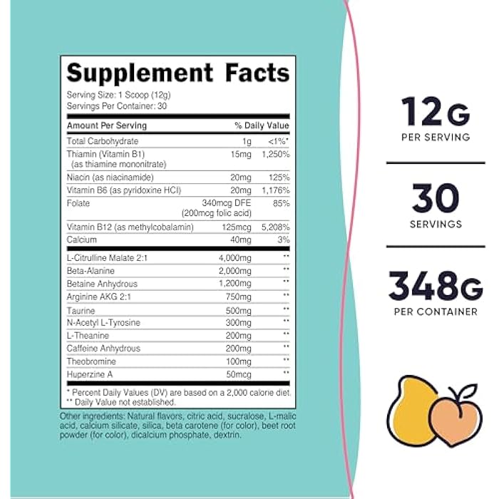Nutricost Pre-Workout Powder for Women, Peach Mango, 30 Servings - Image 2