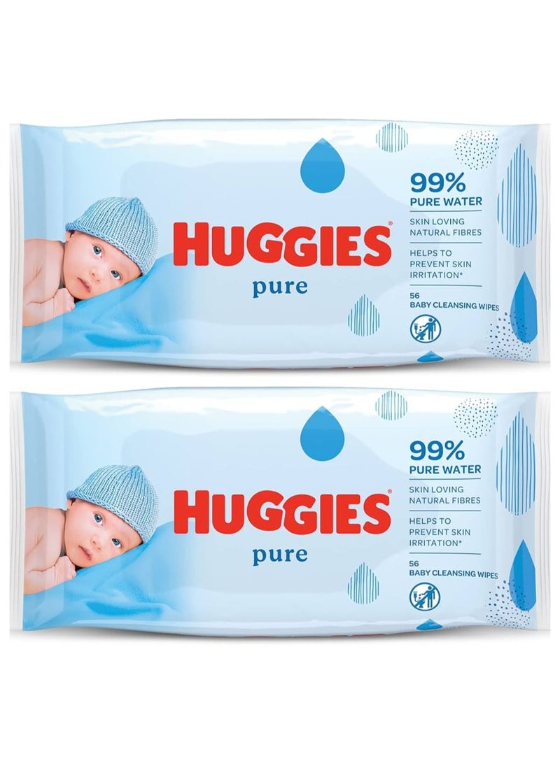 هجيز مناديل أطفال نقية من قطعتين، عبوة واحدة تحتوي على 56 منديلًا