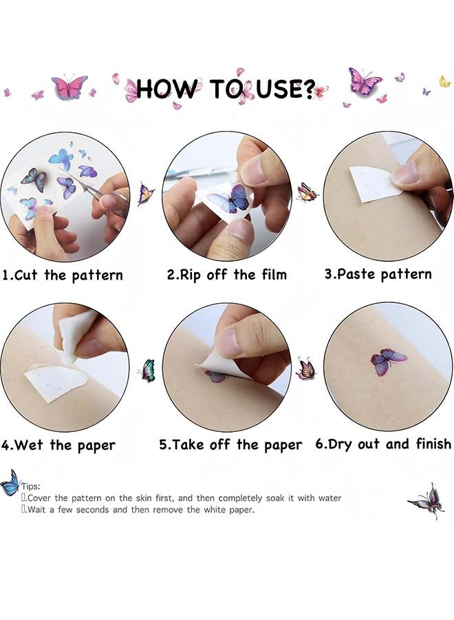 30 ورقة وشم الفراشة المؤقتة للنساء والفتيات والبالغات، ملصقات وشم ثلاثية الأبعاد مثيرة على شكل فراشات وهمية، فن الجسم المقاوم للماء، ورق وشم مؤقت ملون (فراشة-30) - Image 4