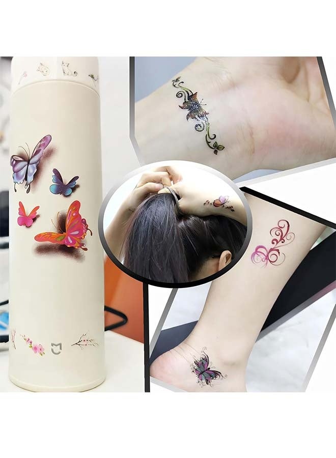 30 ورقة وشم الفراشة المؤقتة للنساء والفتيات والبالغات، ملصقات وشم ثلاثية الأبعاد مثيرة على شكل فراشات وهمية، فن الجسم المقاوم للماء، ورق وشم مؤقت ملون (فراشة-30) - Image 5