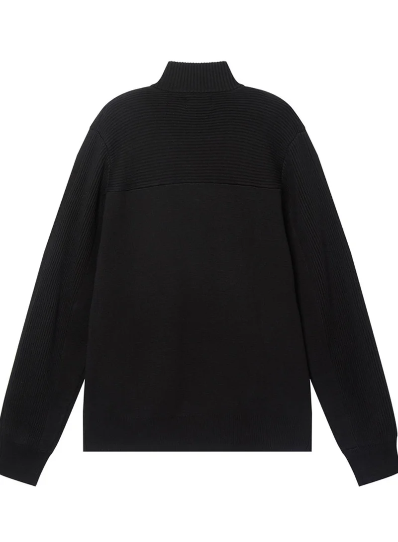 جيوردانو Men's Full-Zip Mock Neck Textured Knit Cardigan